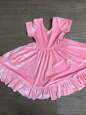 Girlhood 5T Ruffle-Hem Pink Velvet Dance Dress LIKE NEW